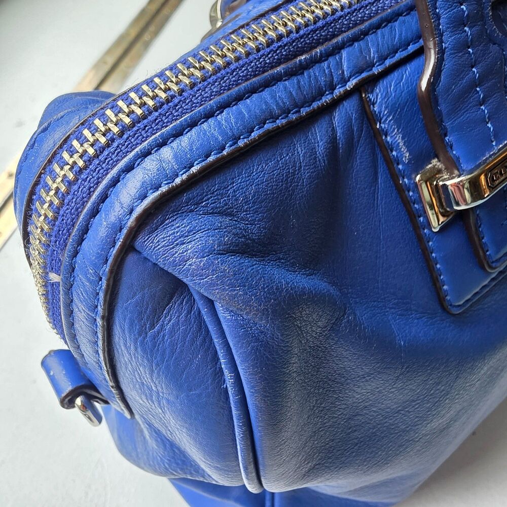 Coach Satchel Top Handle Shoulder Bag Leather Purple Blue Xtra Strap F25296 EUC - Picture 6 of 16